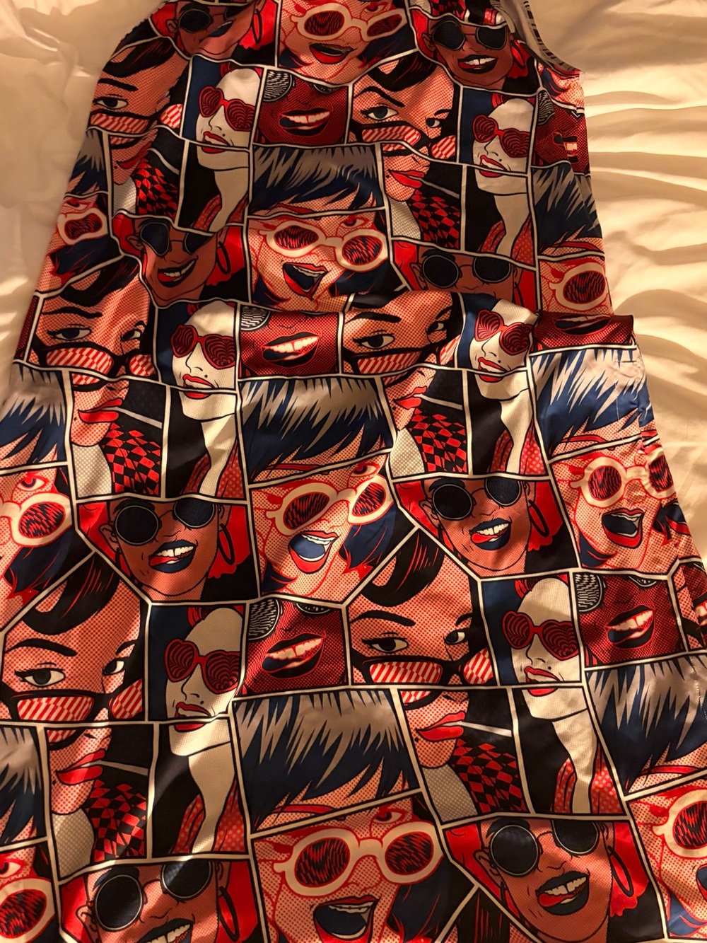 Constantly Varied Gear Red & Blue Pop-Art Asymmetrical Dress